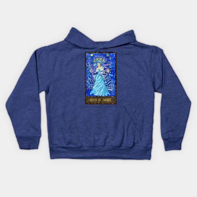 Queen Of Swords. Magic Gate Tarot Card Design. Kids Hoodie by Mystic Arts